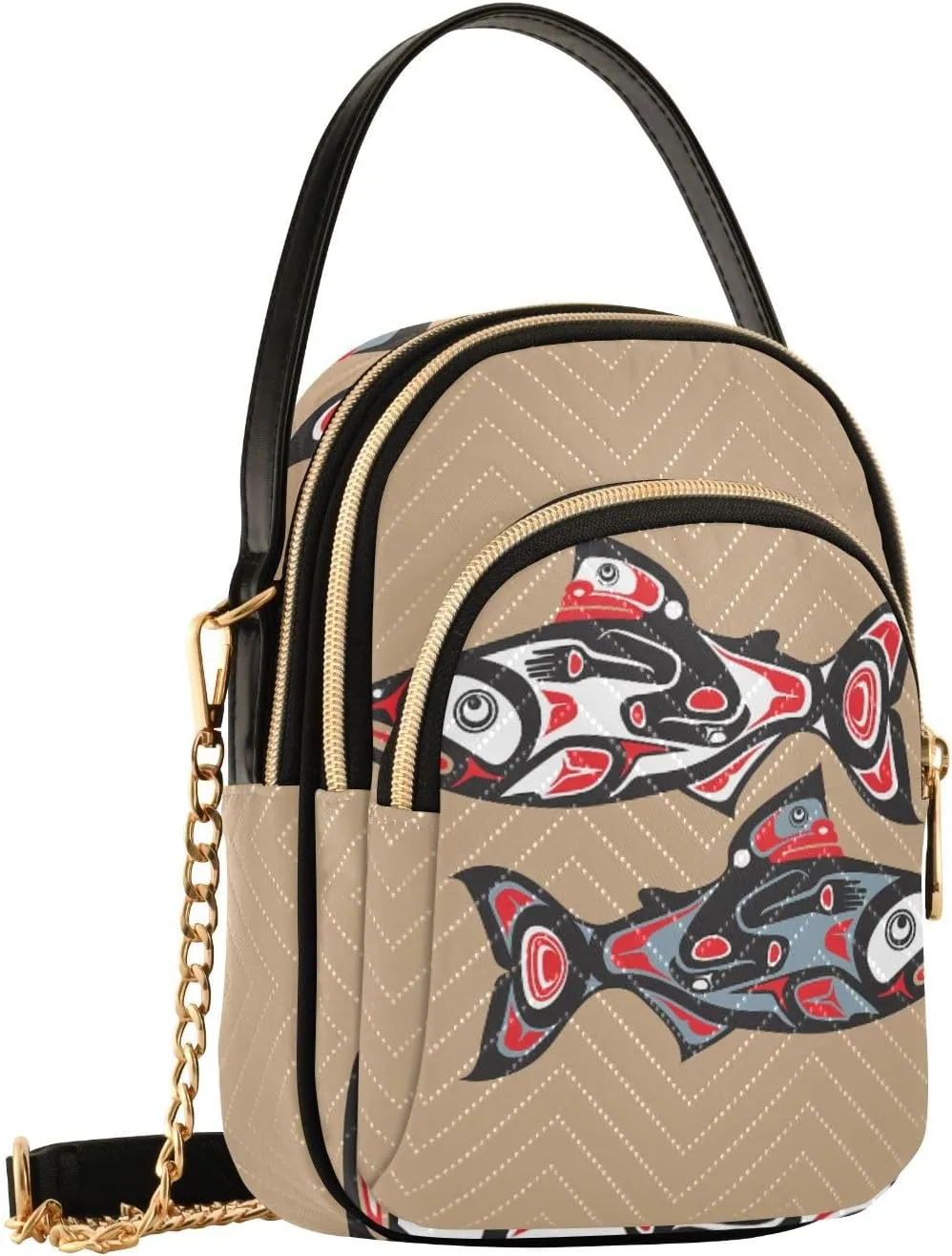 Women's Wave Cross Body Chest Bag, 52 inch Gold Chain Shoulder Handbag Purse