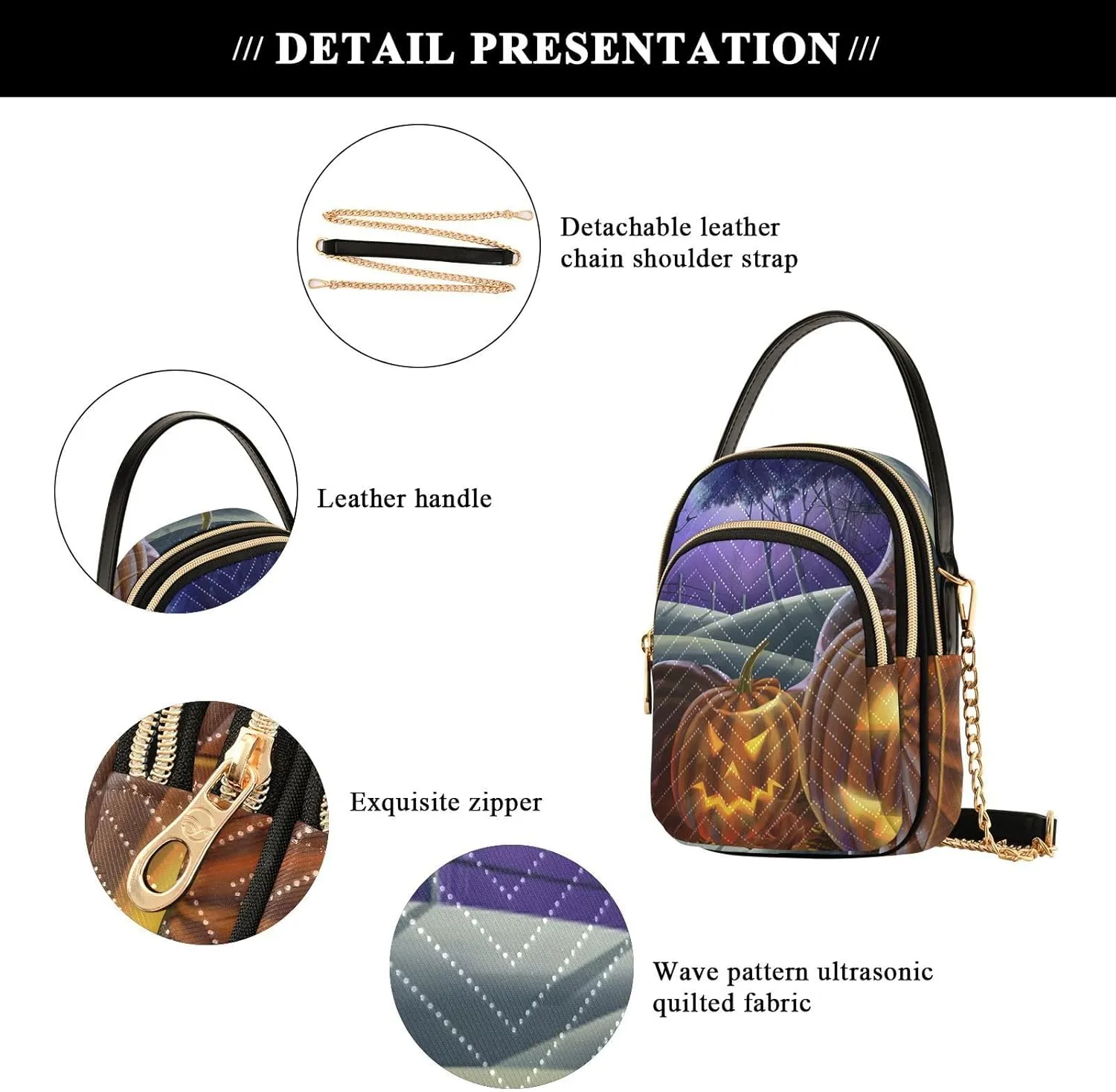 Women's Wave Cross Body Chest Bag, 52 inch Gold Chain Shoulder Handbag Purse