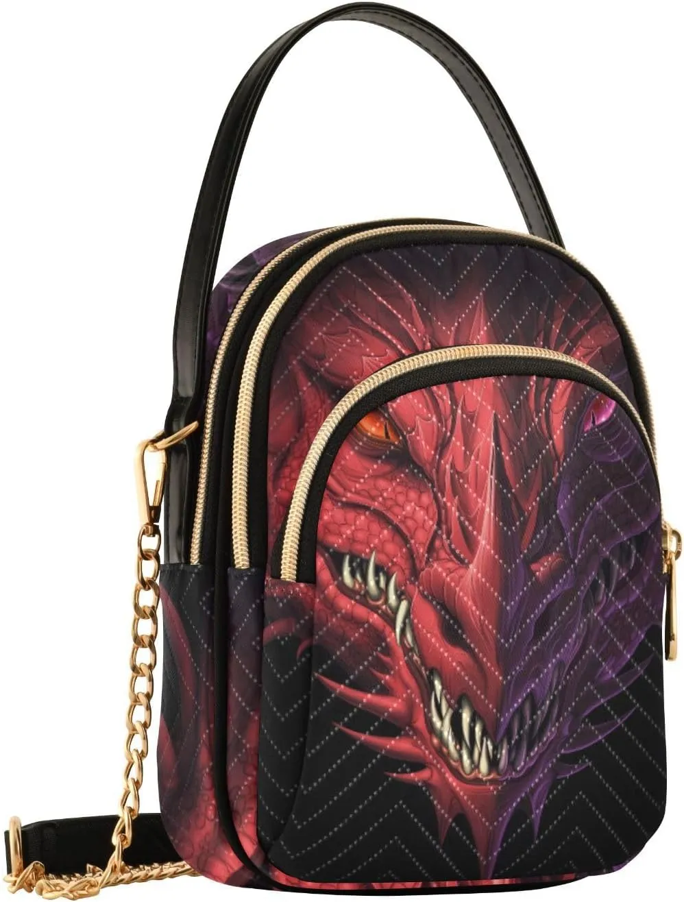 Women's Wave Cross Body Chest Bag, 52 inch Gold Chain Shoulder Handbag Purse