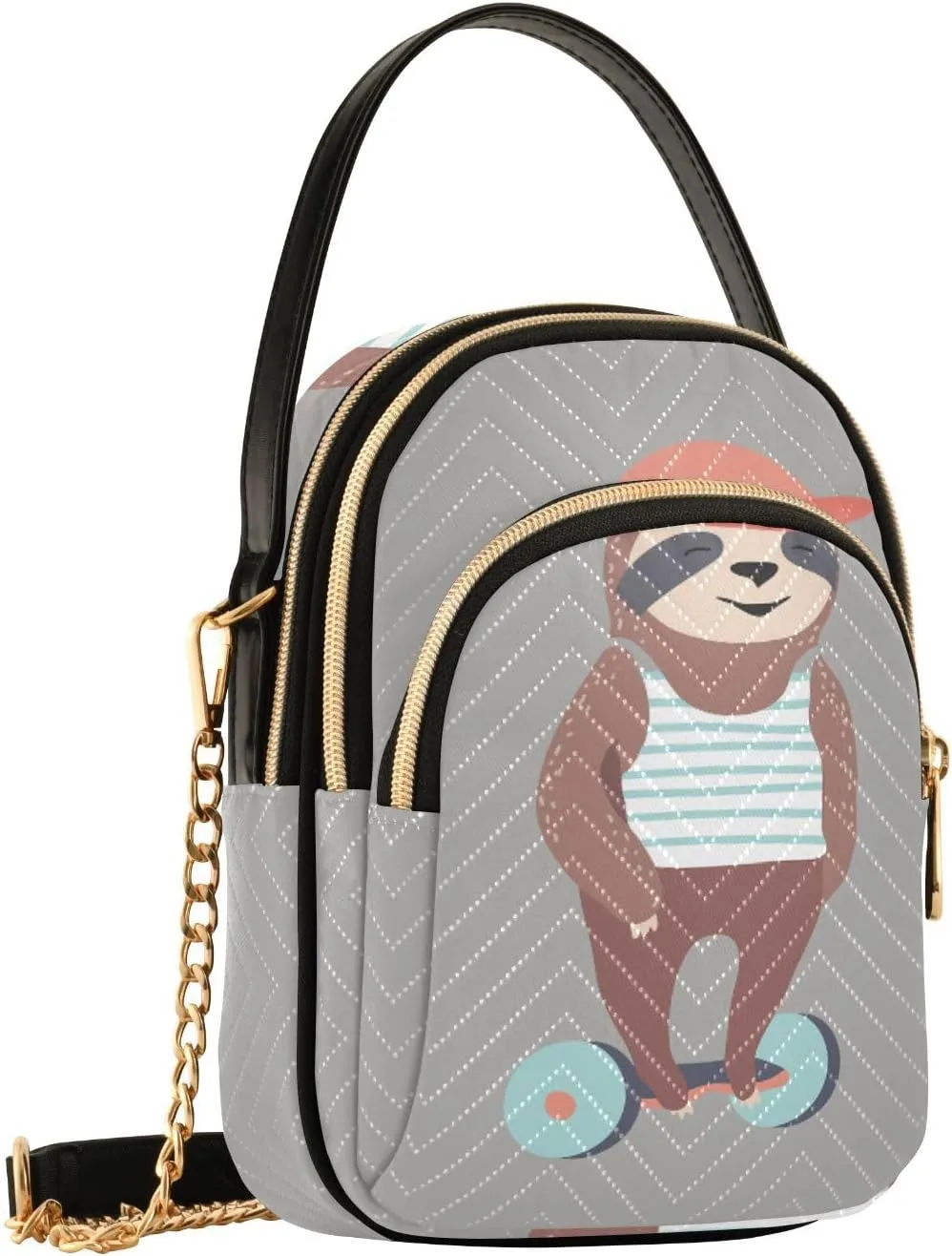 Women's Wave Cross Body Chest Bag, 52 inch Gold Chain Shoulder Handbag Purse