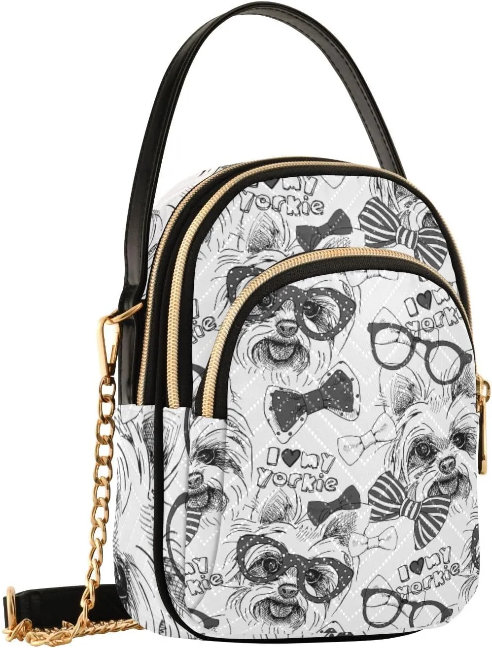 Women's Wave Cross Body Chest Bag, 52 inch Gold Chain Shoulder Handbag Purse