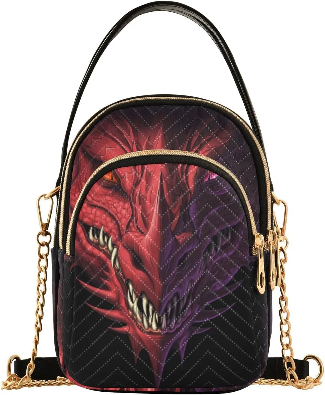 Women's Wave Cross Body Chest Bag, 52 inch Gold Chain Shoulder Handbag Purse