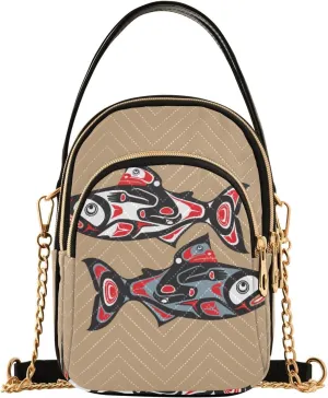 Women's Wave Cross Body Chest Bag, 52 inch Gold Chain Shoulder Handbag Purse