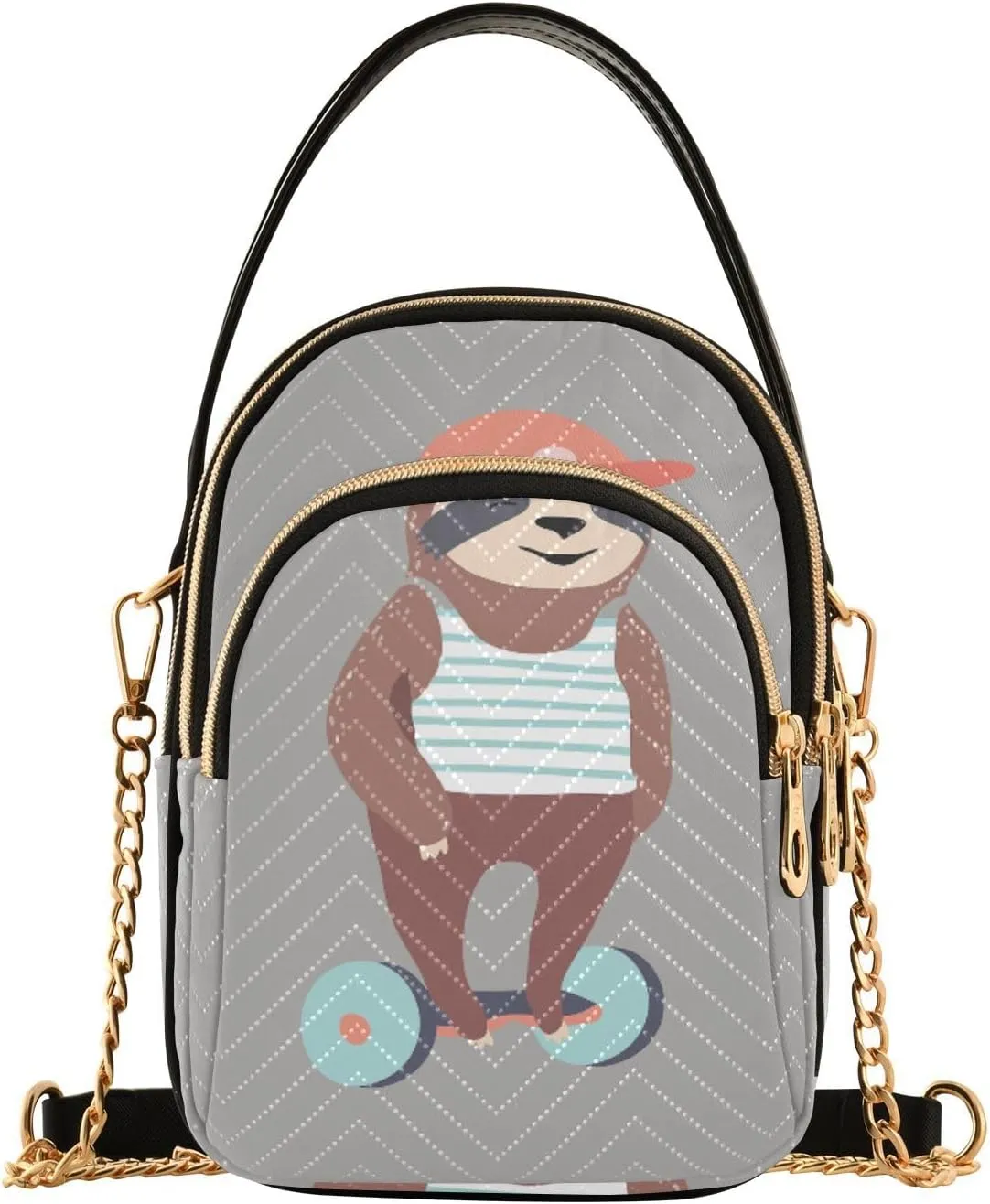 Women's Wave Cross Body Chest Bag, 52 inch Gold Chain Shoulder Handbag Purse