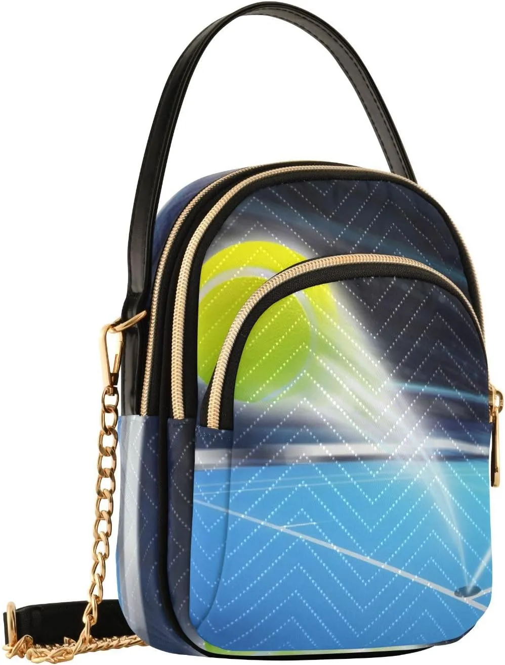 Women's Wave Cross Body Chest Bag, 52 inch Gold Chain Shoulder Handbag Purse