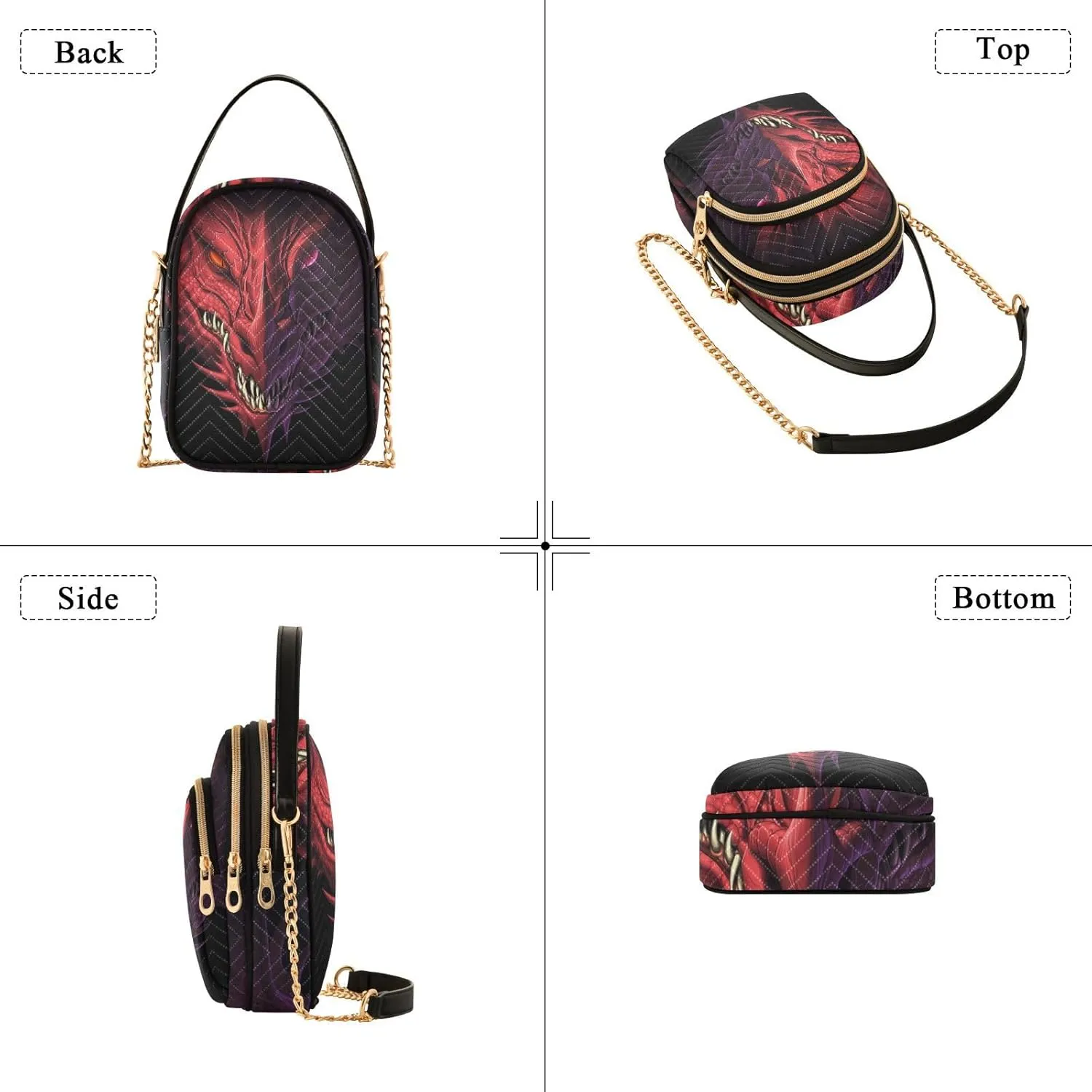 Women's Wave Cross Body Chest Bag, 52 inch Gold Chain Shoulder Handbag Purse