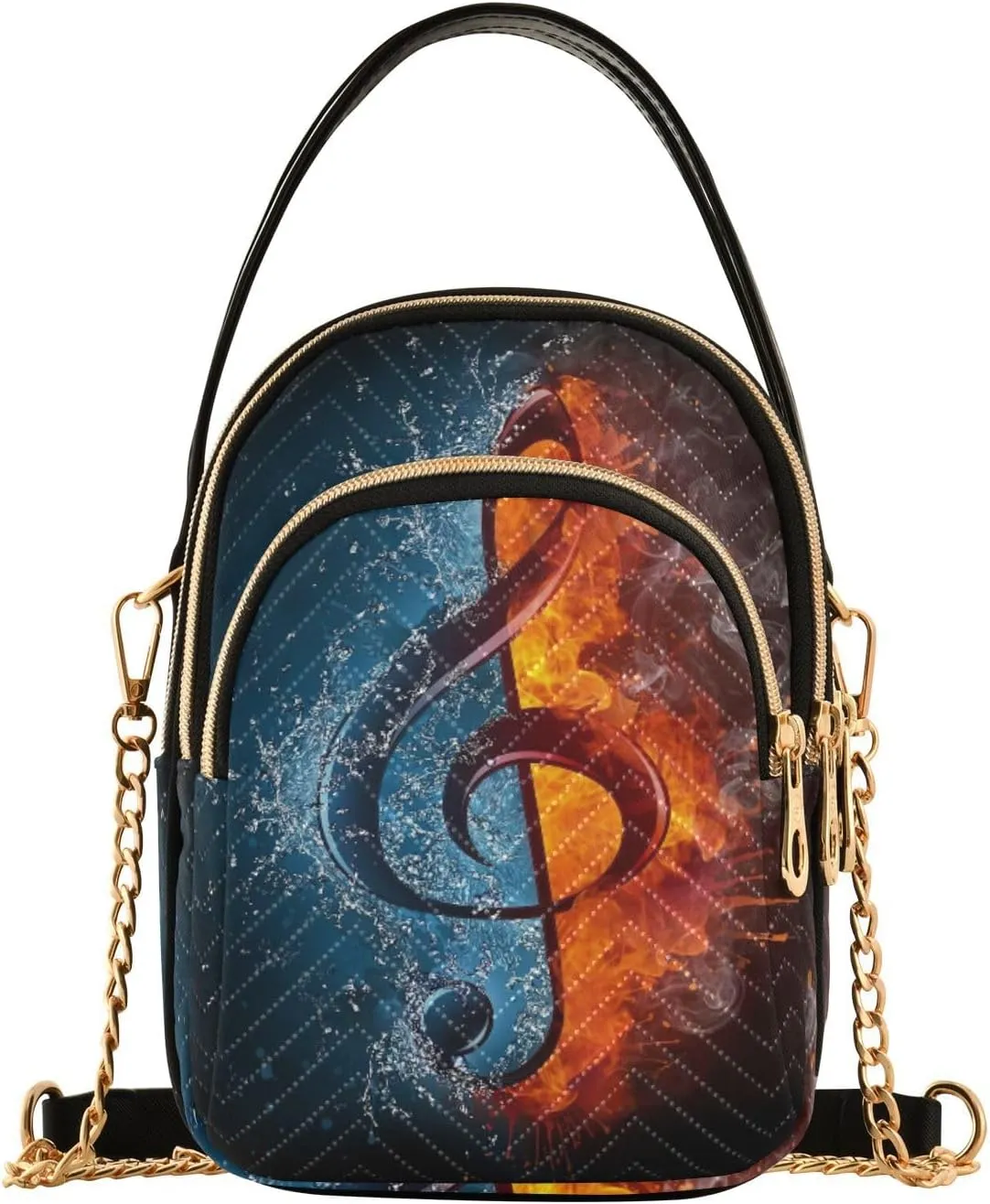 Women's Wave Cross Body Chest Bag, 52 inch Gold Chain Shoulder Handbag Purse