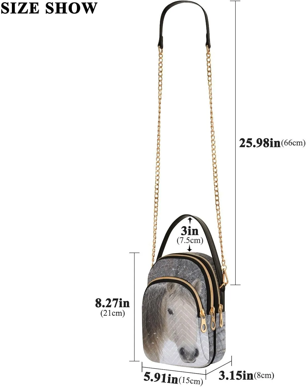 Women's Wave Cross Body Chest Bag, 52 inch Gold Chain Shoulder Handbag Purse
