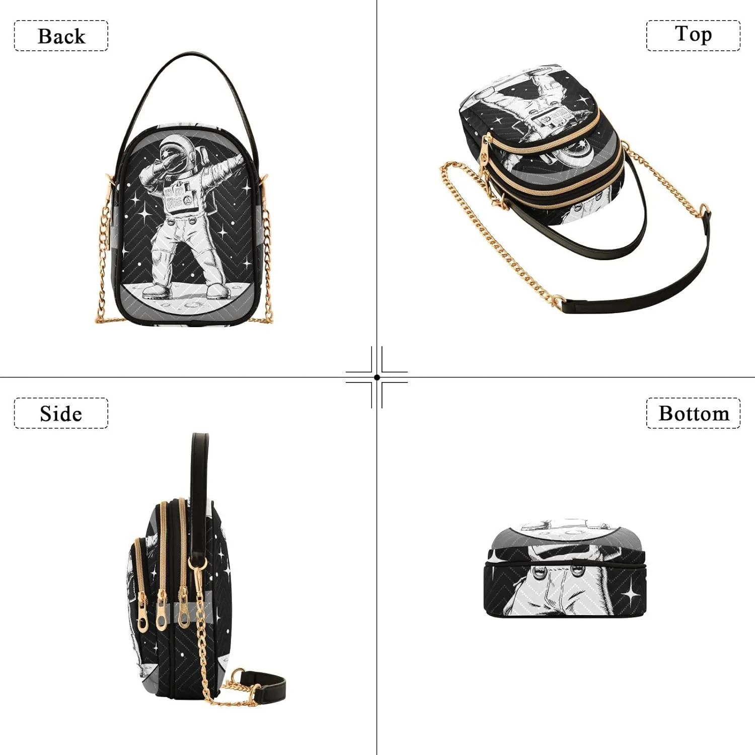 Women's Wave Cross Body Chest Bag, 52 inch Gold Chain Shoulder Handbag Purse