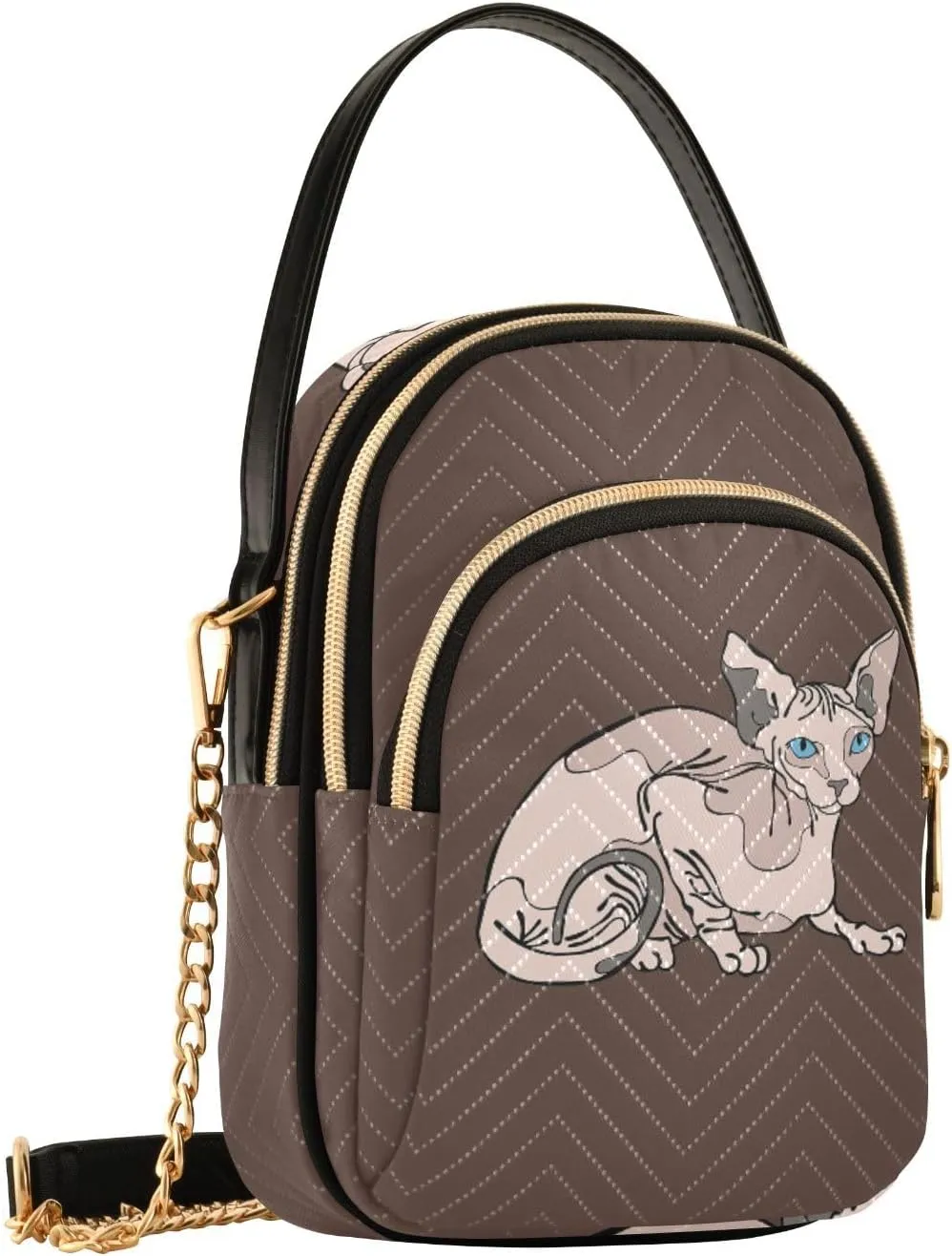 Women's Wave Cross Body Chest Bag, 52 inch Gold Chain Shoulder Handbag Purse