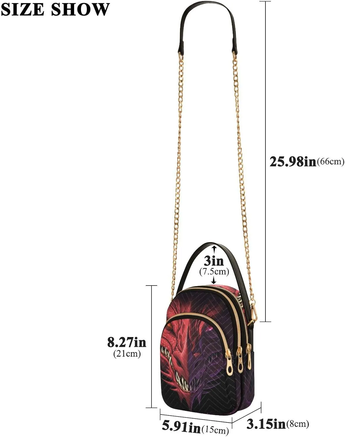 Women's Wave Cross Body Chest Bag, 52 inch Gold Chain Shoulder Handbag Purse