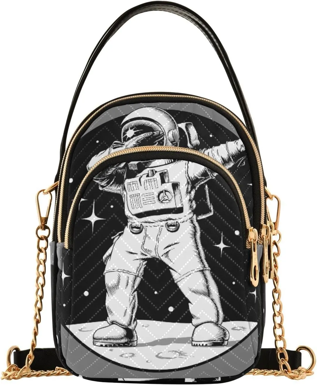 Women's Wave Cross Body Chest Bag, 52 inch Gold Chain Shoulder Handbag Purse
