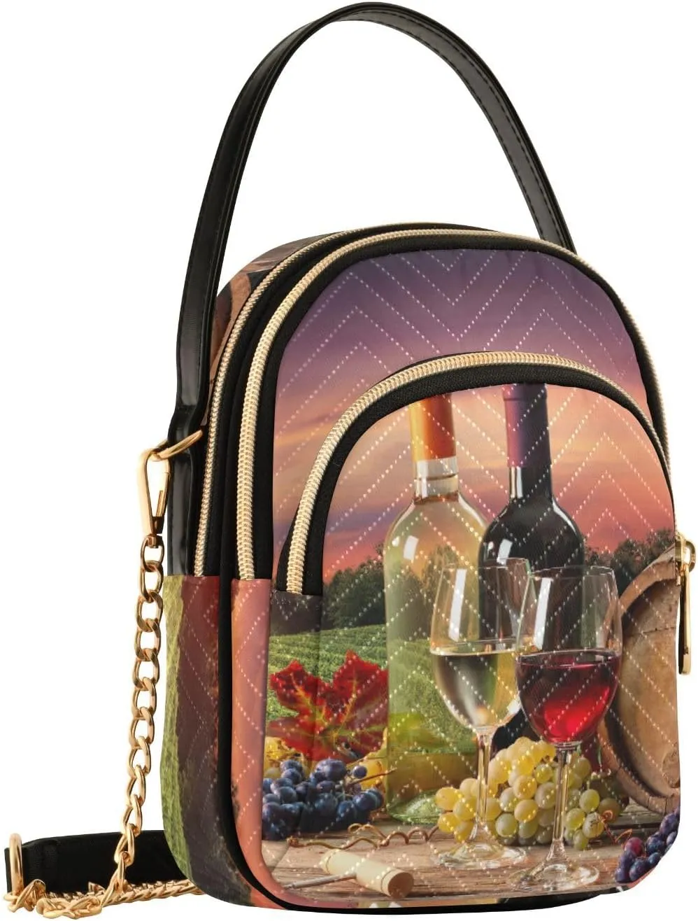 Women's Wave Cross Body Chest Bag, 52 inch Gold Chain Shoulder Handbag Purse