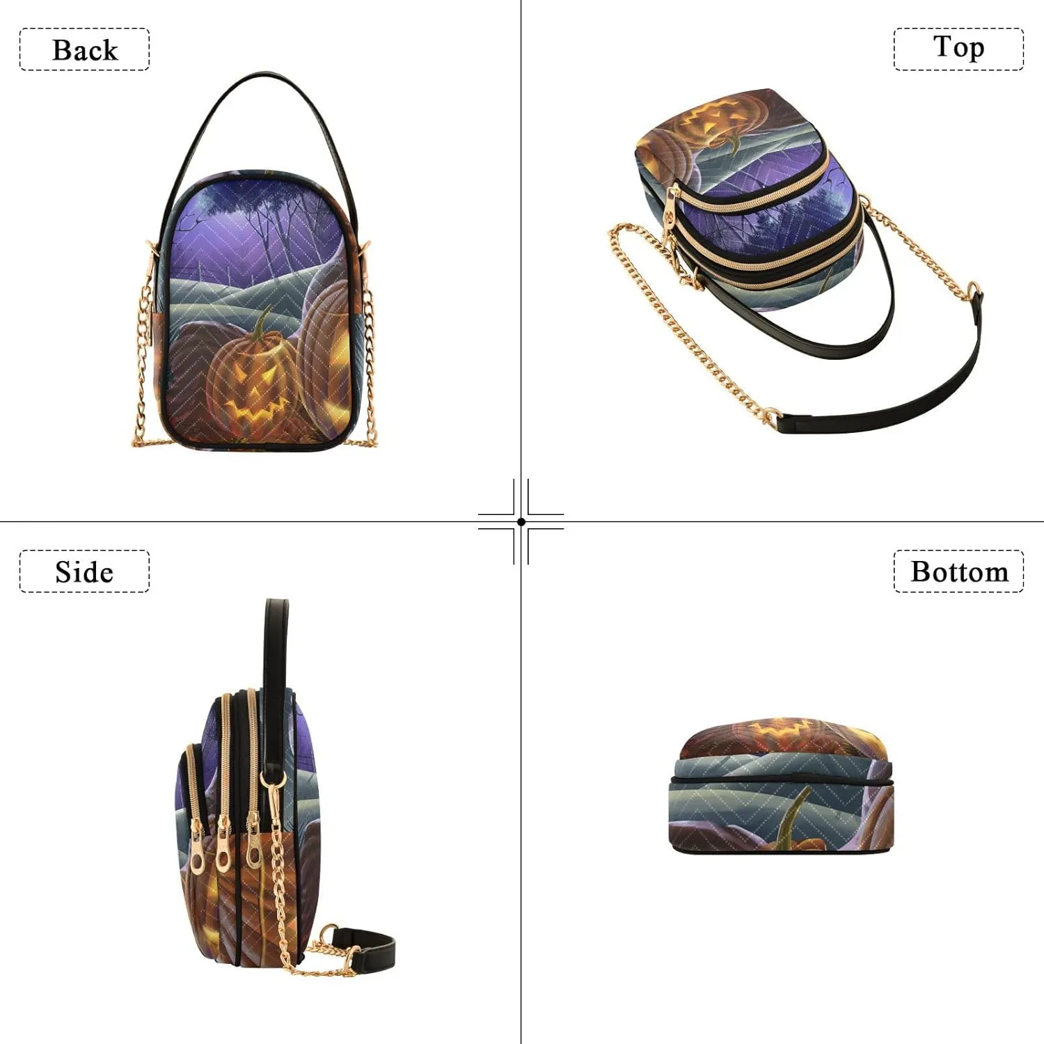 Women's Wave Cross Body Chest Bag, 52 inch Gold Chain Shoulder Handbag Purse