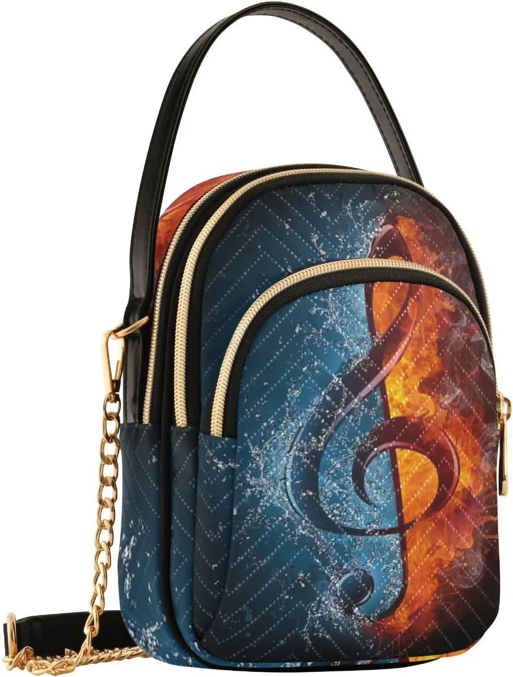 Women's Wave Cross Body Chest Bag, 52 inch Gold Chain Shoulder Handbag Purse