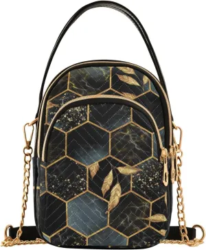 Women's Wave Cross Body Chest Bag, 52 inch Gold Chain Shoulder Handbag Purse
