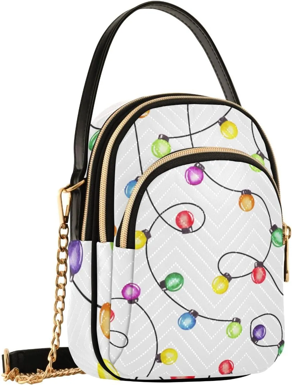Women's Wave Cross Body Chest Bag, 52 inch Gold Chain Shoulder Handbag Purse