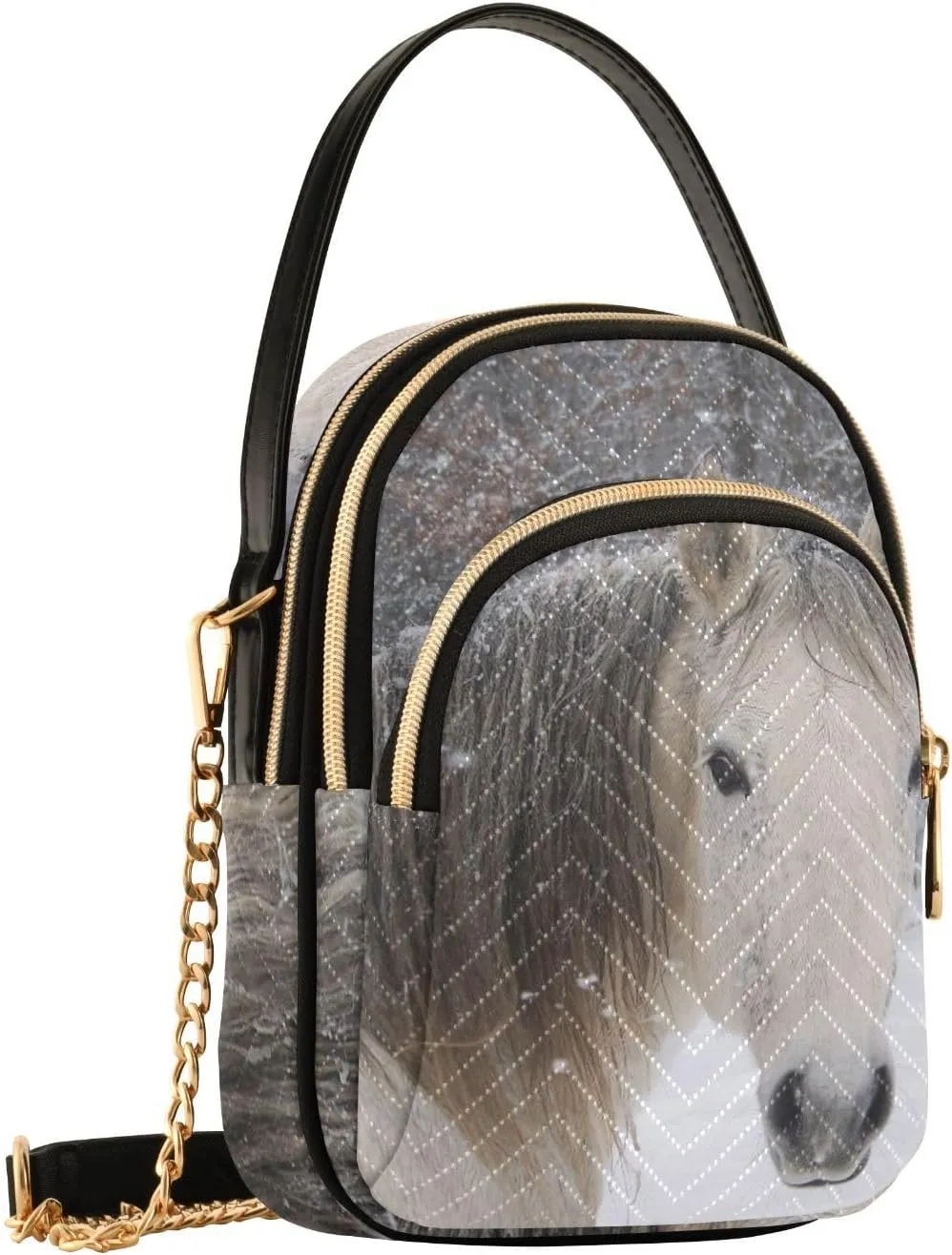 Women's Wave Cross Body Chest Bag, 52 inch Gold Chain Shoulder Handbag Purse