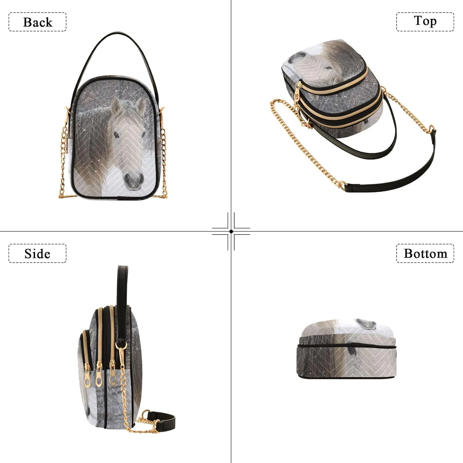 Women's Wave Cross Body Chest Bag, 52 inch Gold Chain Shoulder Handbag Purse