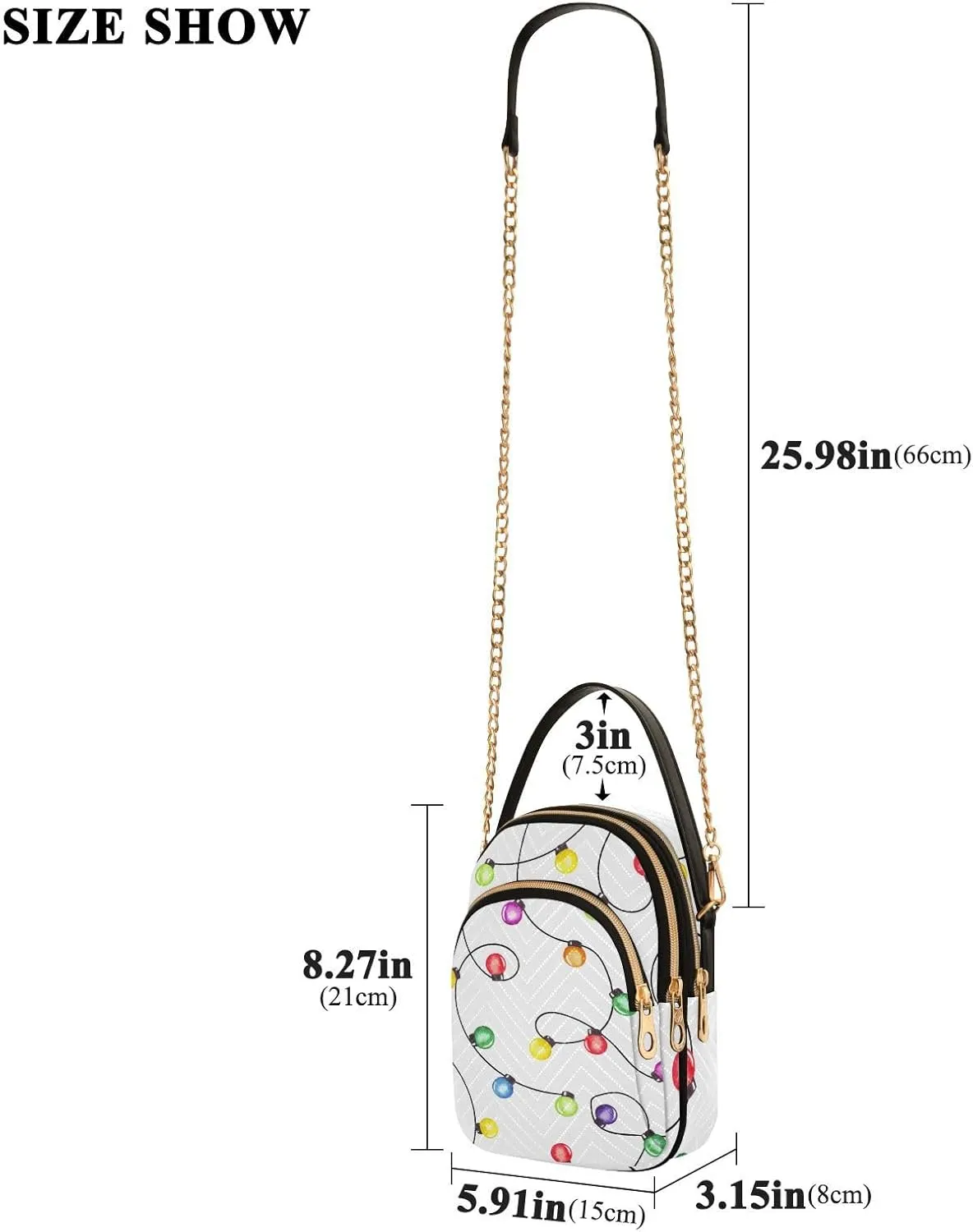 Women's Wave Cross Body Chest Bag, 52 inch Gold Chain Shoulder Handbag Purse