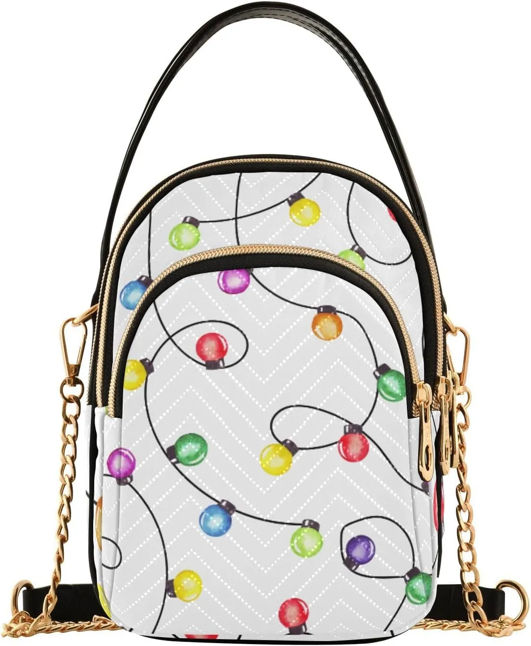 Women's Wave Cross Body Chest Bag, 52 inch Gold Chain Shoulder Handbag Purse