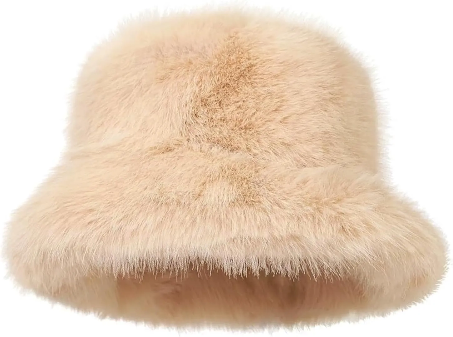 Women's Winter Faux Fur Fuzzy Warm Bucket Hat Furry Fisherman Plush Hats for Women