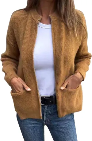 Women's Zip up Cardigan Sweaters 2024 Winter Fashion Warm Sweater with Pockets Casual Cozy Long Sleeve Outwear Coats