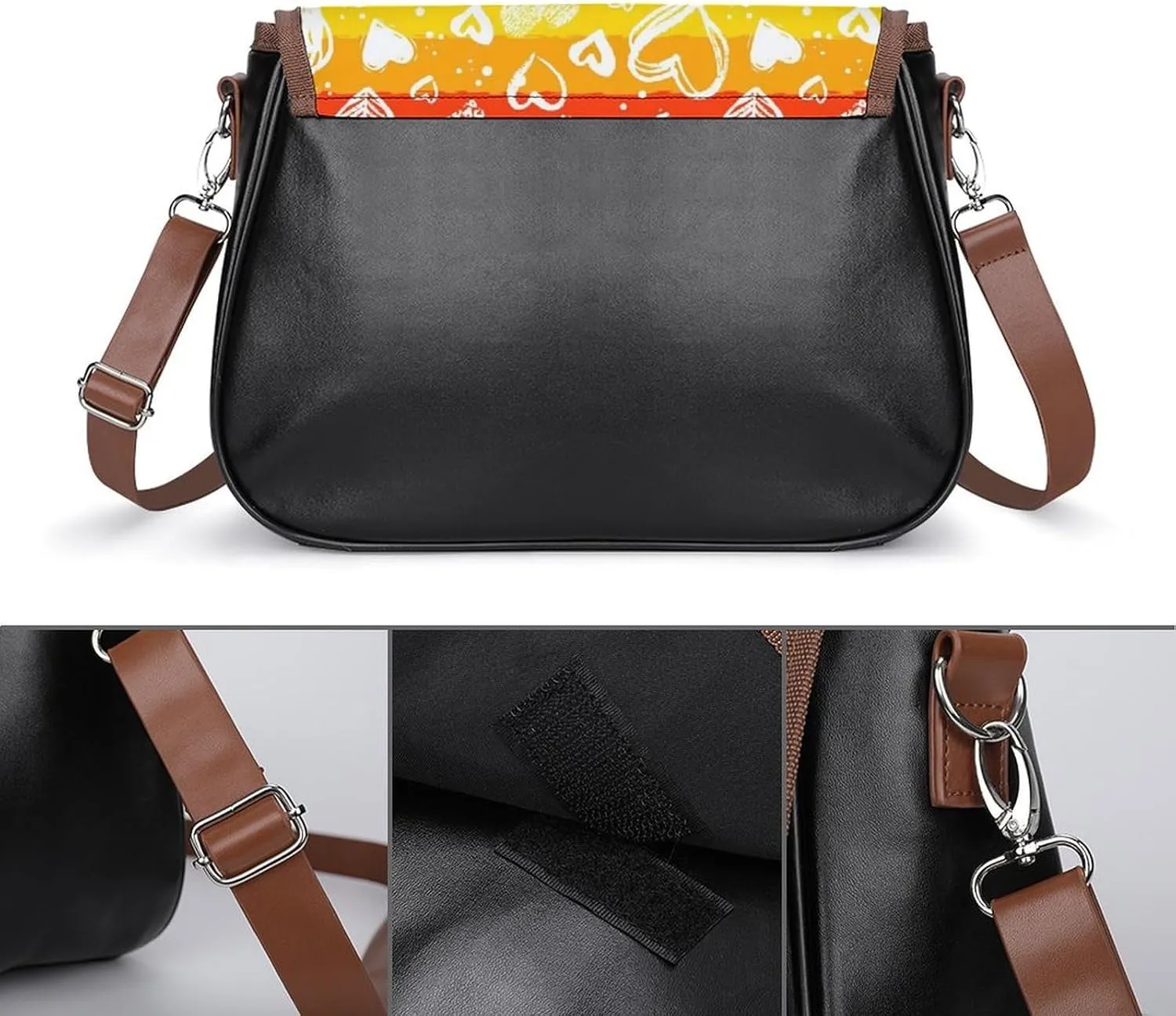 Wonky Star Quilt Leather Shoulder Bag with Detachable Shoulder Strap Versatile for Daily Use