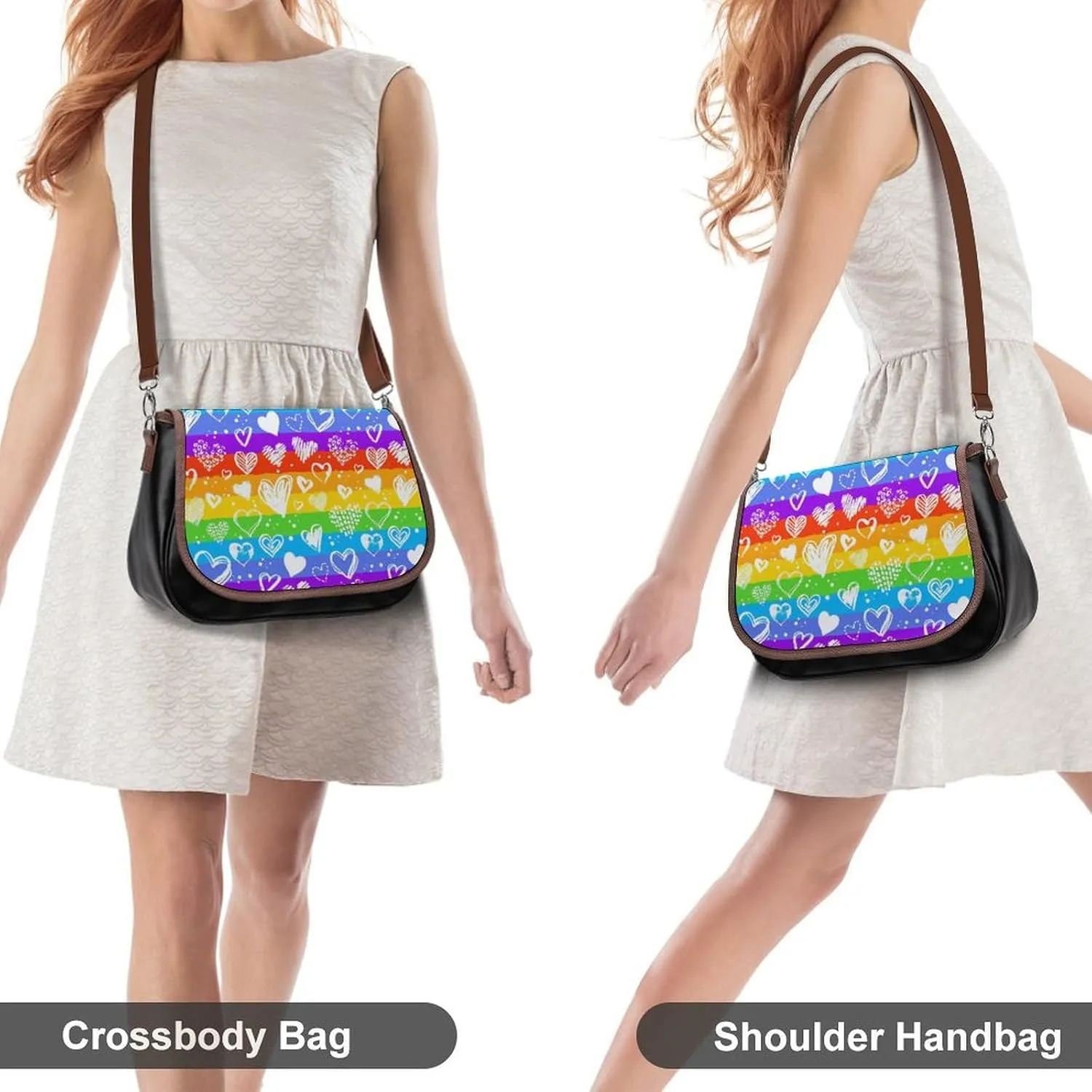 Wonky Star Quilt Leather Shoulder Bag with Detachable Shoulder Strap Versatile for Daily Use