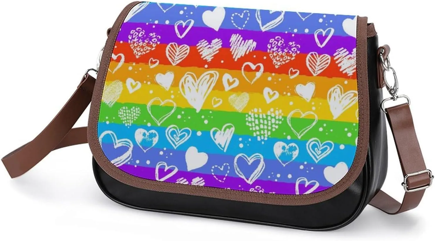 Wonky Star Quilt Leather Shoulder Bag with Detachable Shoulder Strap Versatile for Daily Use