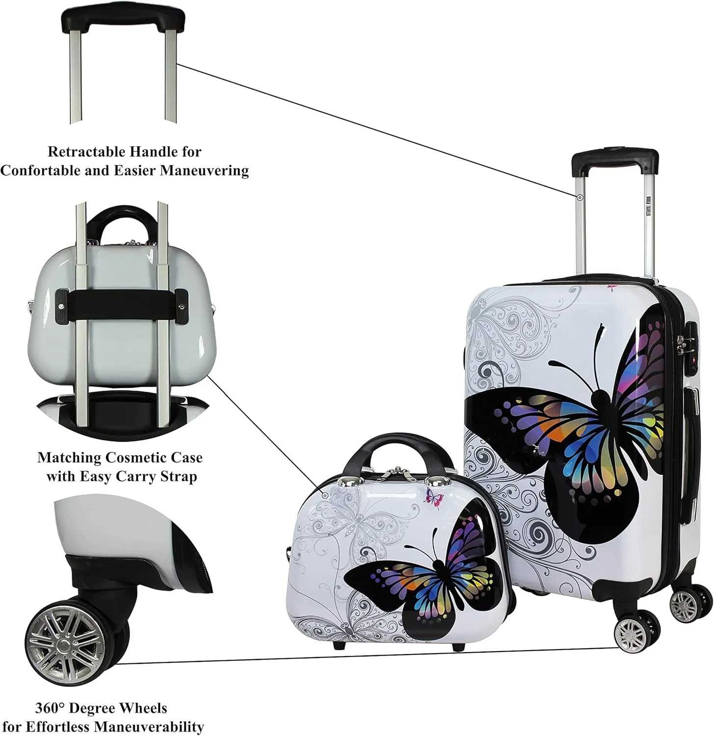 World Traveler Butterfly Luggage, 4-Piece Set