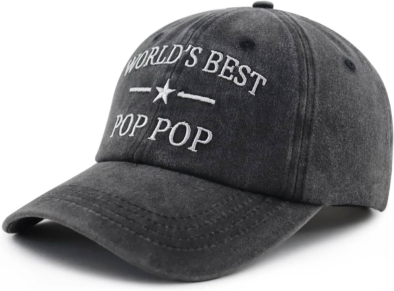World's Best Poppop Hat for Men, Funny Adjustable Cotton Embroidered Grandpa Baseball Cap