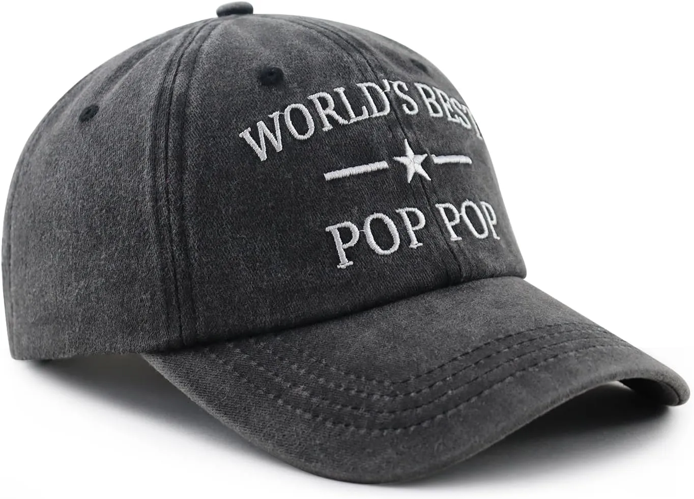 World's Best Poppop Hat for Men, Funny Adjustable Cotton Embroidered Grandpa Baseball Cap