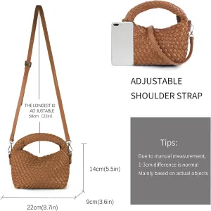 Woven Purse bag For Women, Small Crossbody Tote Bag with Detachable Shoulder Strap, Girls Top Handle Handbag