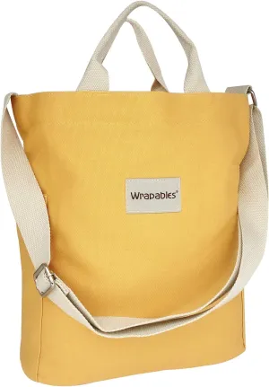Wrapables Canvas Tote Bag for Women, Casual Cross Body Shoulder Handbag