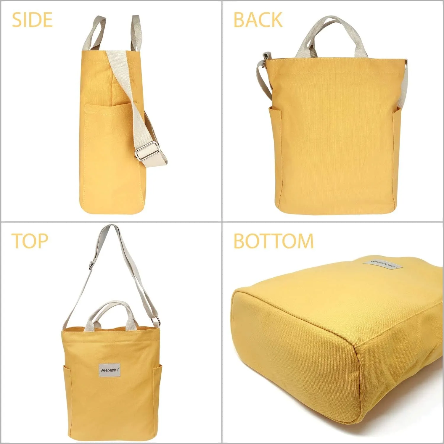Wrapables Canvas Tote Bag for Women, Casual Cross Body Shoulder Handbag