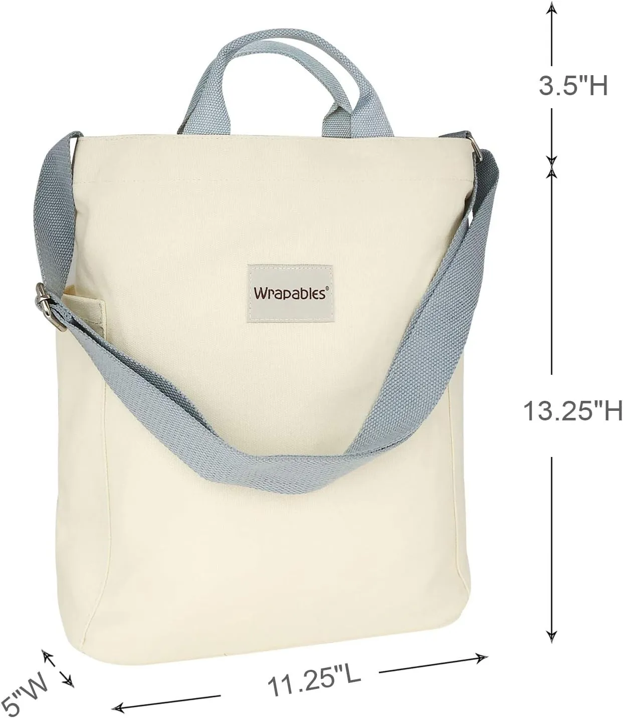 Wrapables Canvas Tote Bag for Women, Casual Cross Body Shoulder Handbag