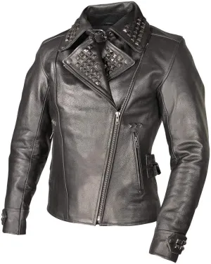 Xelement XS783 Women's Black Leather Punk Studded Jacket - Large