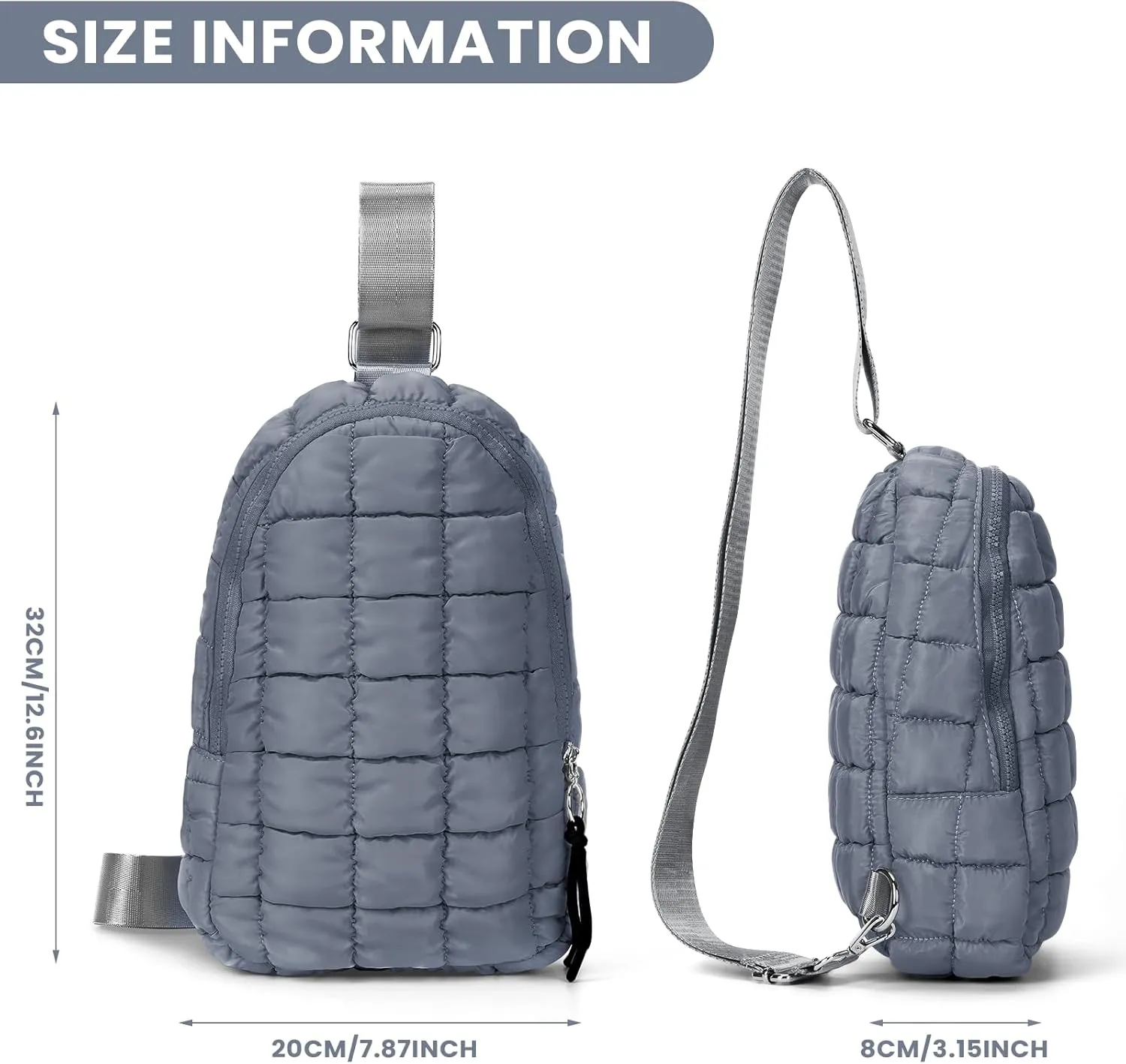 YFGBCX Puffer Quilted Sling Bag Crossbody Purse Women Puffer Fanny Pack Quilted Chest Bag Puffy Daypack Waist Bag