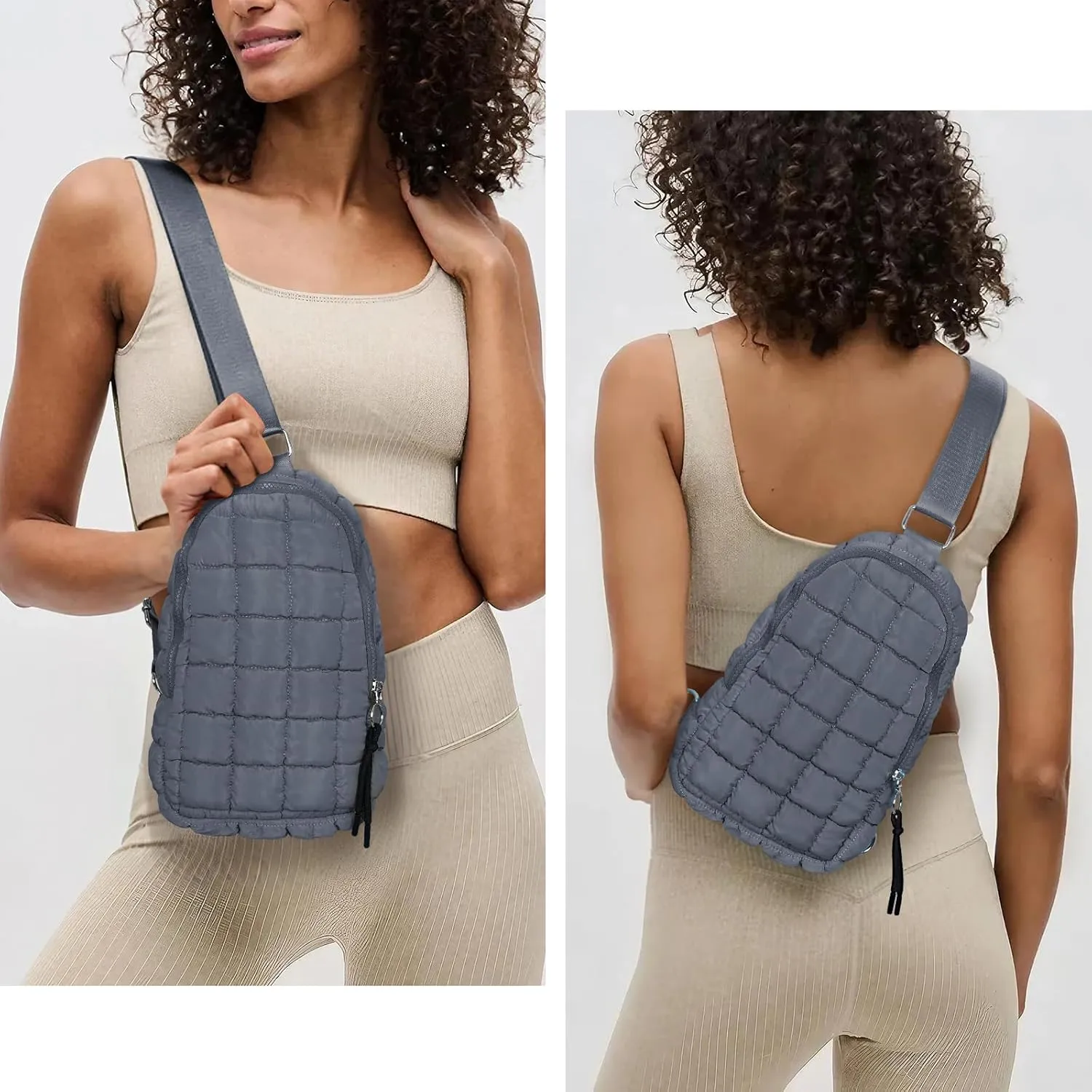 YFGBCX Puffer Quilted Sling Bag Crossbody Purse Women Puffer Fanny Pack Quilted Chest Bag Puffy Daypack Waist Bag