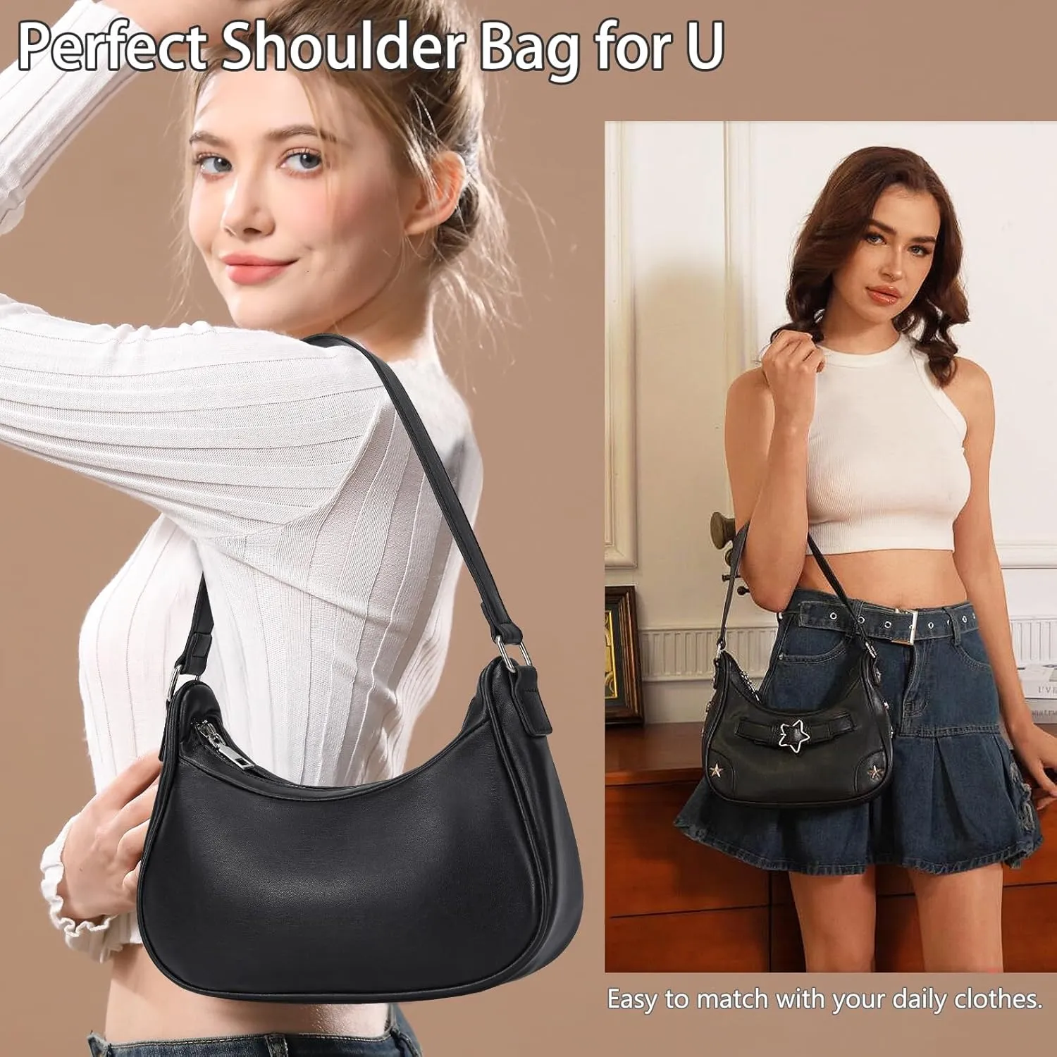 YIKOEE Shoulder Bag Y2k Purse: 90s Mini Underarm Bag - Cute Small Purse
