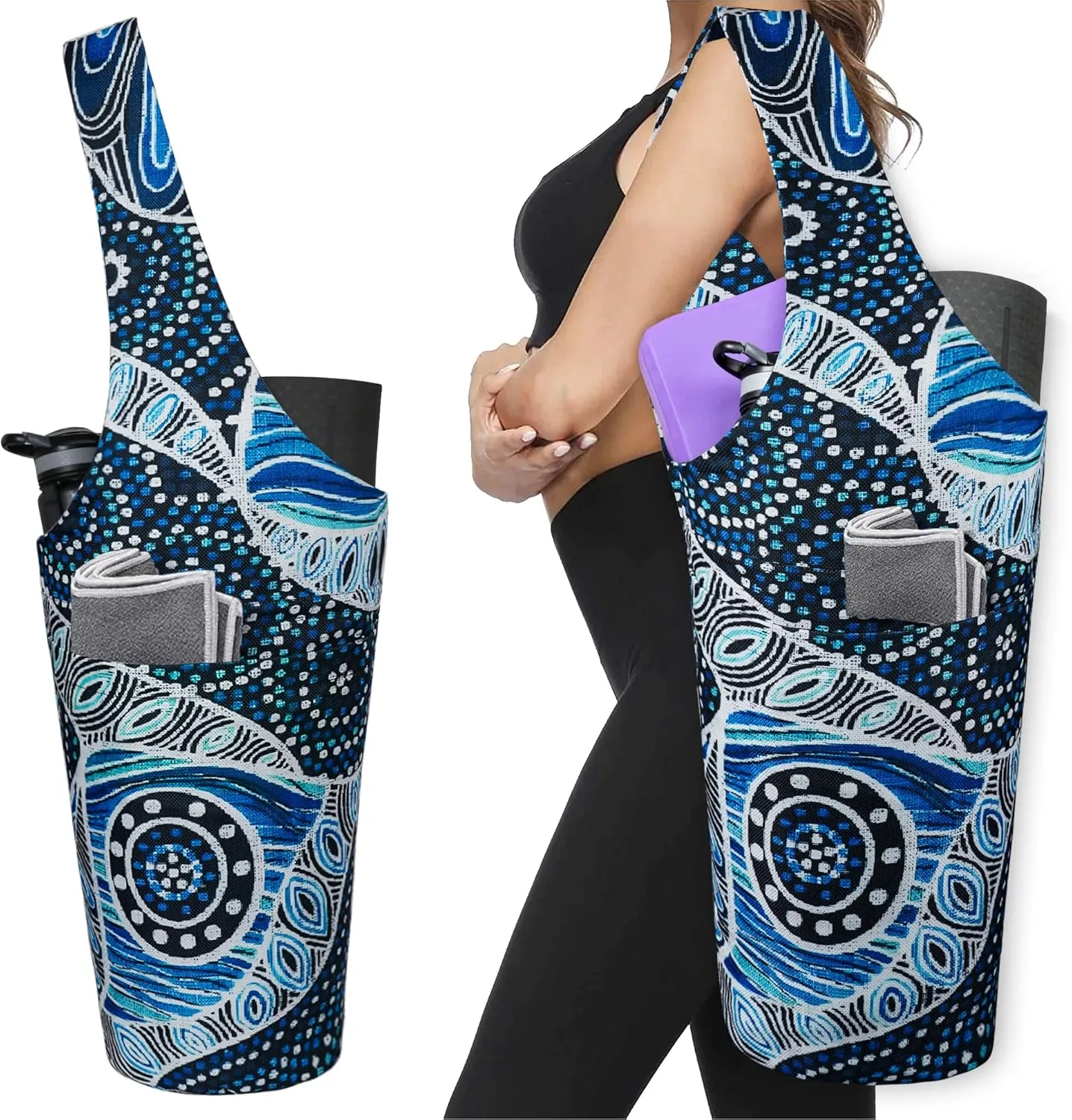 Yoga Mat Bag - Long Tote with Pockets - Holds More Accessories - Fits Most Mats