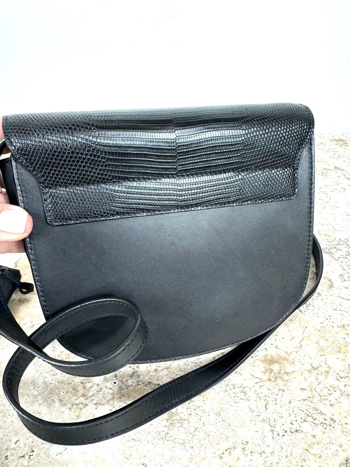 YSL CALFSKIN LEATHER SNAKE EMBOSSED SMALL MONOGRAM KAIA CROSSBODY