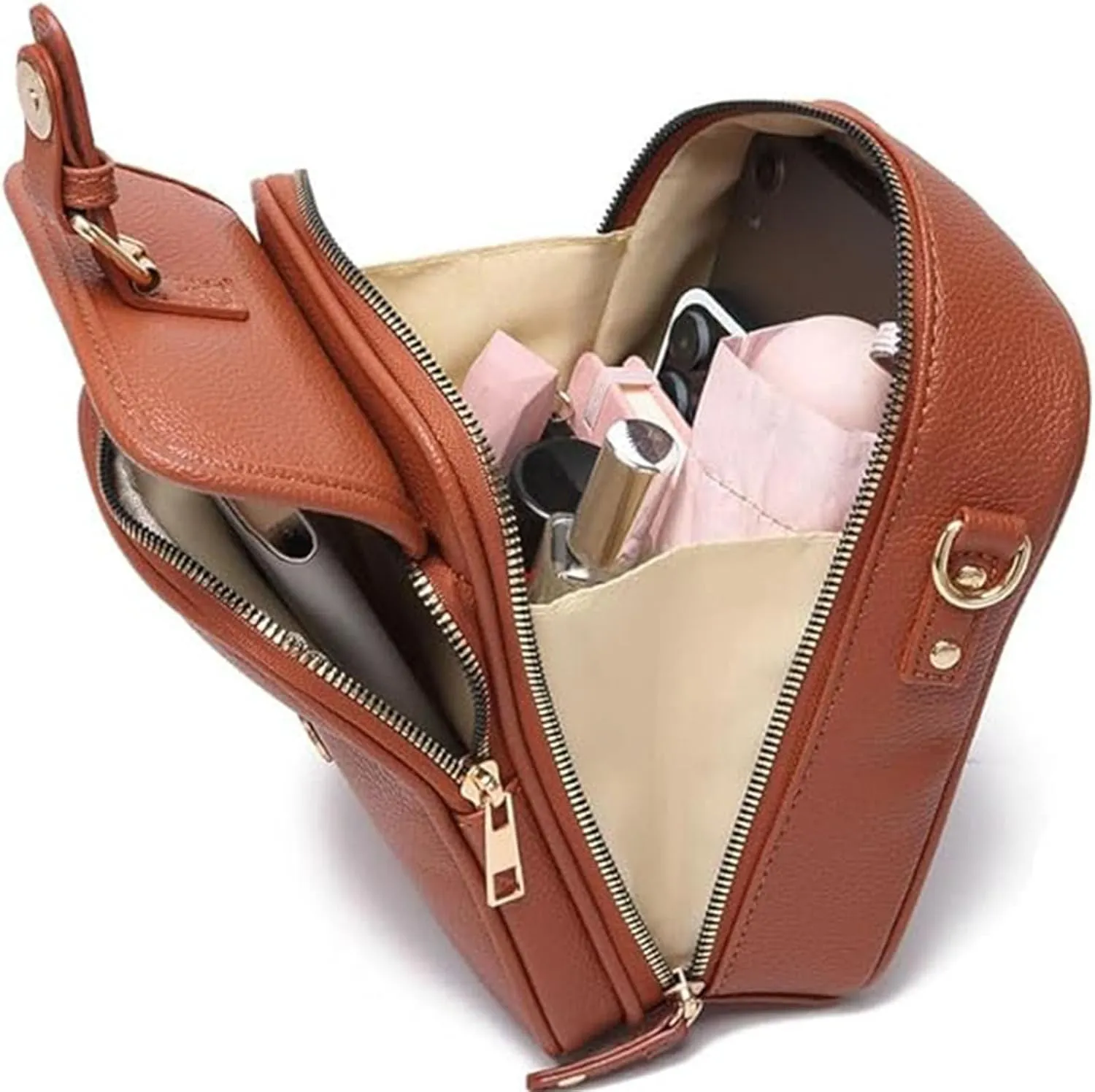 Zealburst Crossbody Leather Bag, Forcipower Crossbody Leather Bag for Women, Vintage Cross Body Shoulder Purse