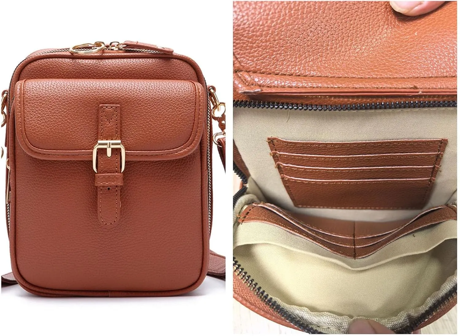 Zealburst Crossbody Leather Bag, Forcipower Crossbody Leather Bag for Women, Vintage Cross Body Shoulder Purse