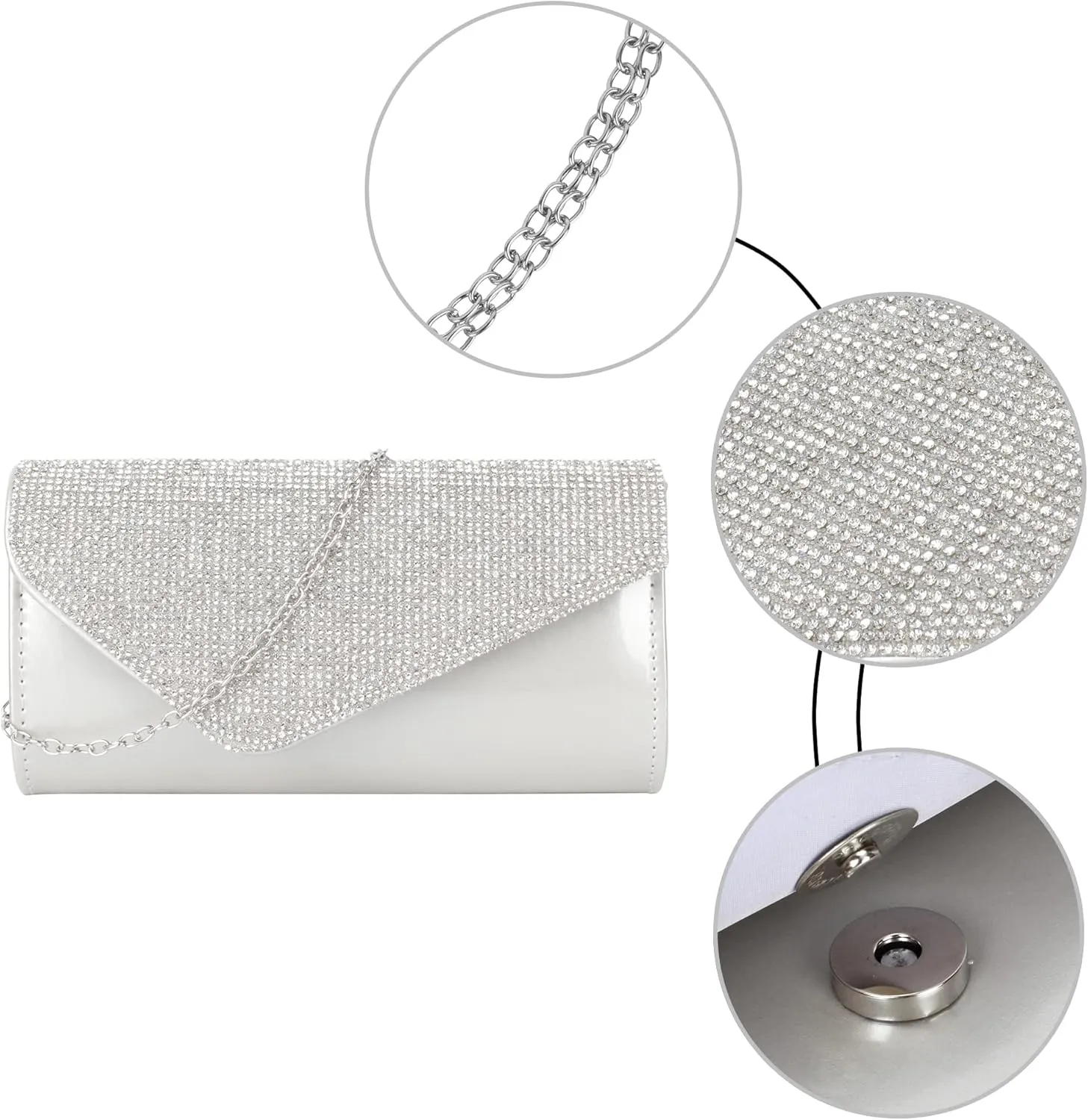 ZLMBAGUS Evening Clutch Purse Bag Party Prom Wedding Envelope Crossbody Handbags