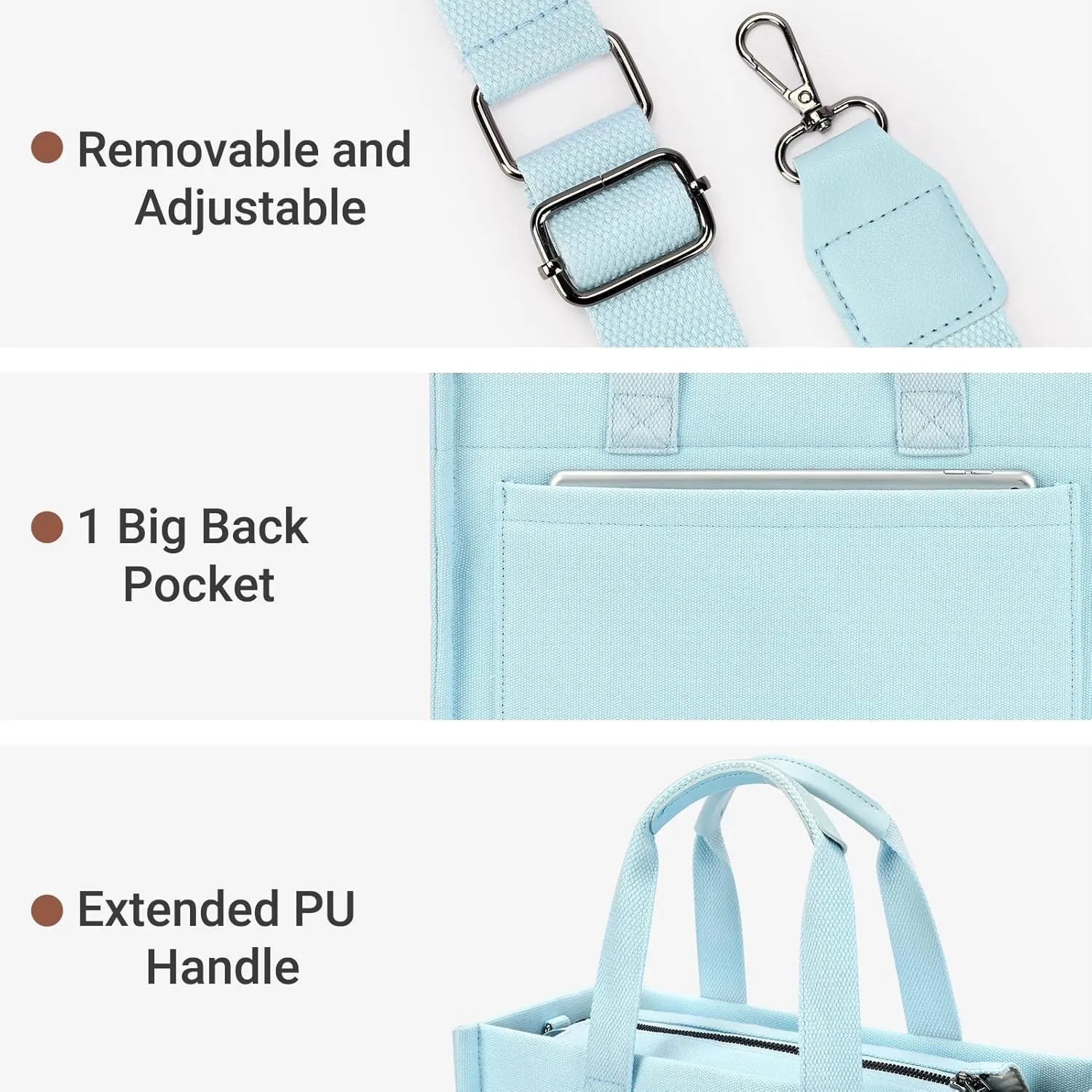 ZORFIN Canvas Tote Bag for Women with Zipper and Compartments Crossbody Work Laptop Bag for Travel College Office