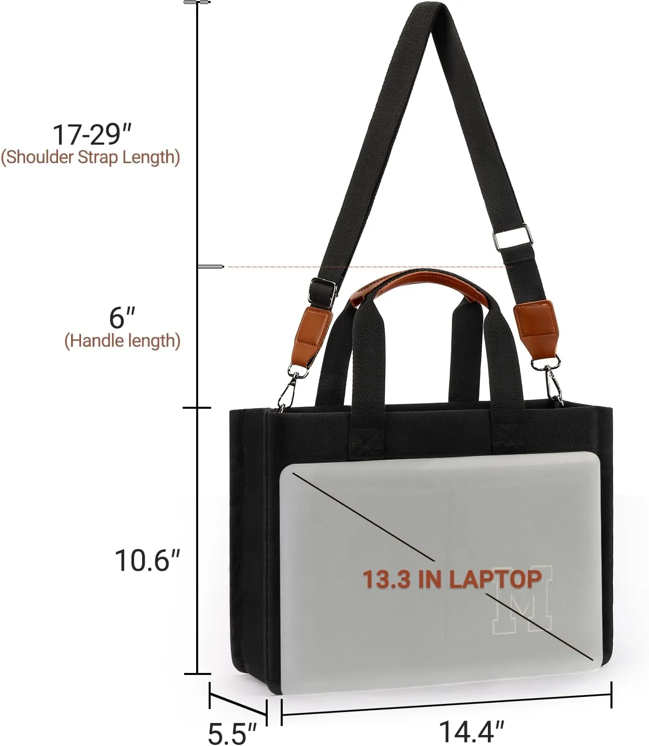 ZORFIN Canvas Tote Bag for Women with Zipper and Pockets Crossbody Work Laptop Book Bag for Travel College Gift