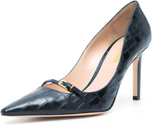 Zszszsu Women's Crocodile Printed Stiletto High Heels Sexy Pointed Toe Buckle Strap Pumps Slip On Formal Office Party Shoes Size 4-16 US