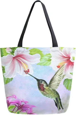 ZZKKO Japanese Cherry Canvas Tote Grocery Bag Shoulder Casual Book Bag